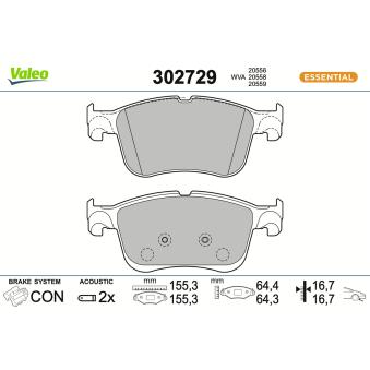 Jeu de 4 plaquettes de frein avant VALEO 302729 pour BMW Série 1 2.0 EcoBlue 4x4 - 150cv