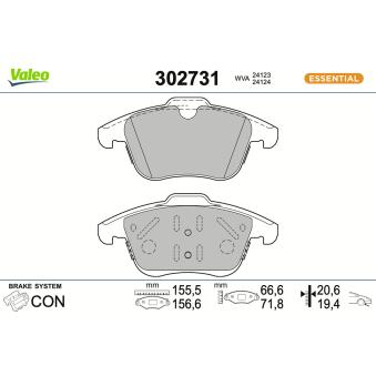Jeu de 4 plaquettes de frein avant VALEO [302731]