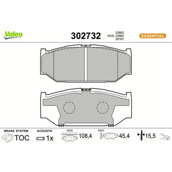Jeu de 4 plaquettes de frein avant VALEO OEM 5581057K02