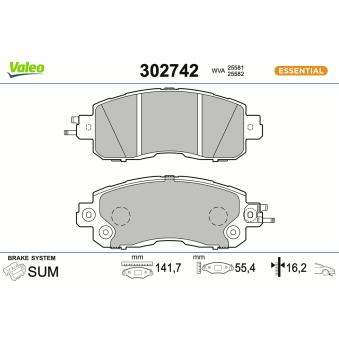 Jeu de 4 plaquettes de frein avant VALEO OEM D10603TS0A