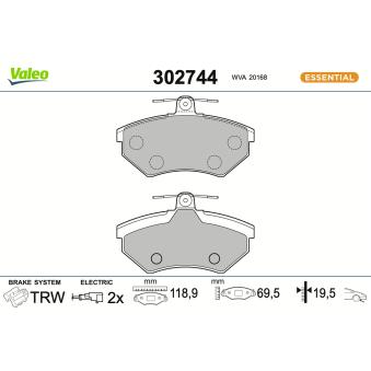 Jeu de 4 plaquettes de frein avant VALEO OEM 8A0698151