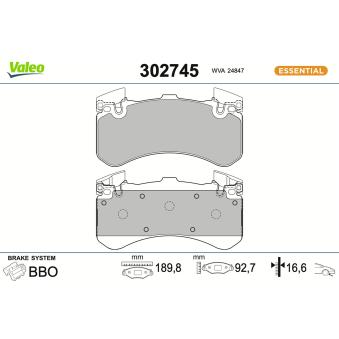Jeu de 4 plaquettes de frein avant VALEO OEM 4g0698151ab Jeu de 4 plaquettes de frein avant VALEO OEM 4g0698151ab