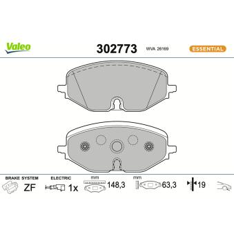 Jeu de 4 plaquettes de frein avant VALEO OEM 5WA698269B