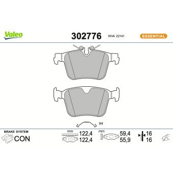 Jeu de 4 plaquettes de frein arrière VALEO OEM 32287446 Jeu de 4 plaquettes de frein arrière VALEO OEM 32287446