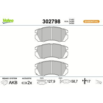 Jeu de 4 plaquettes de frein avant VALEO [302798]