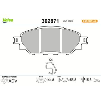 Jeu de 4 plaquettes de frein avant VALEO OEM 044650K420