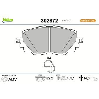 Jeu de 4 plaquettes de frein avant VALEO 302872 pour FORD GRANADA 2.0 - 184cv
