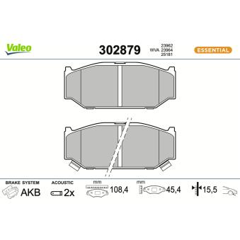 Jeu de 4 plaquettes de frein avant VALEO OEM 5581071L02