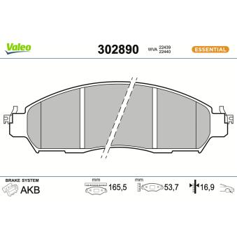 Jeu de 4 plaquettes de frein avant VALEO [302890]