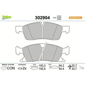 Jeu de 4 plaquettes de frein avant VALEO OEM K68052370AD