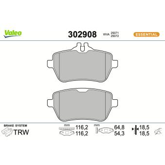 Jeu de 4 plaquettes de frein arrière VALEO OEM 0084202320