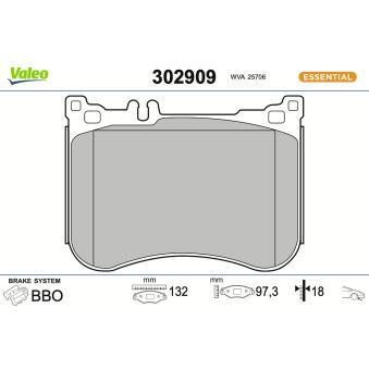 Jeu de 4 plaquettes de frein avant VALEO [302909]