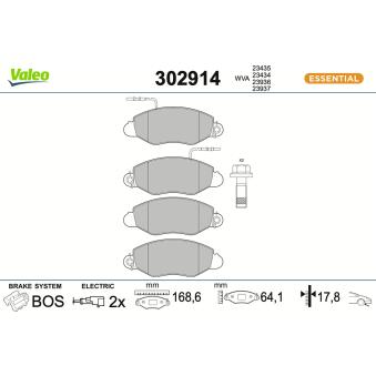 Jeu de 4 plaquettes de frein avant VALEO OEM 410609X525