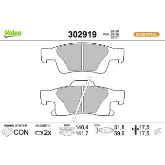 Jeu de 4 plaquettes de frein arrière VALEO OEM 2AMV4386AA