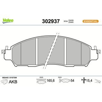 Jeu de 4 plaquettes de frein avant VALEO OEM D10605TA0A