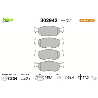 Jeu de 4 plaquettes de frein avant VALEO OEM 77368831