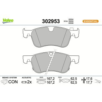 Jeu de 4 plaquettes de frein avant VALEO OEM D1M606RN0A