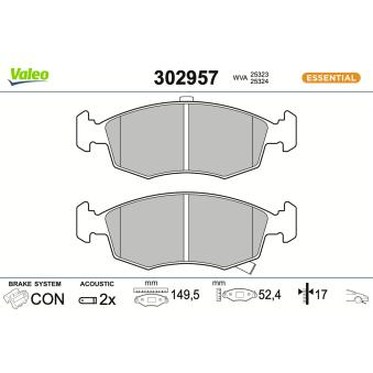 Jeu de 4 plaquettes de frein avant VALEO [302957]