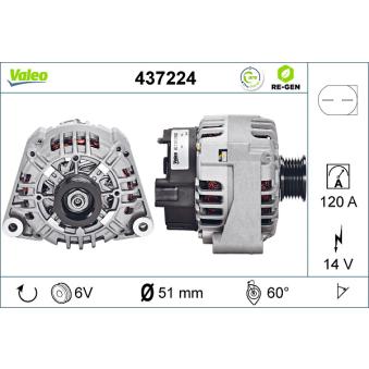 Alternateur VALEO 437224 pour MITSUBISHI LANCER C 320 - 218cv