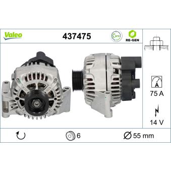 Alternateur VALEO 437475 pour FIAT 500 1.3 D Multijet - 75cv
