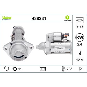 Démarreur VALEO 438231 pour VOLKSWAGEN CRAFTER 2.5 TDI - 163cv