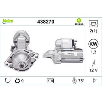 Démarreur VALEO 438270 pour HYUNDAI ACCENT 1.3 CDTI - 95cv
