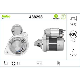 Démarreur VALEO 438298 pour FORD TOURNEO 1.0 EcoBoost - 100cv