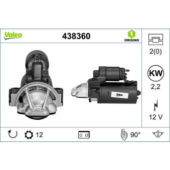 Démarreur VALEO 438360 pour FORD TRANSIT 2.2 TDCi - 100cv