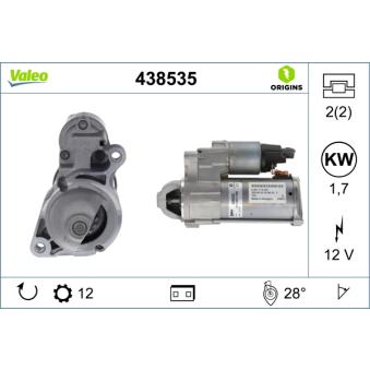 Démarreur VALEO 438535 pour FORD TRANSIT E 300 d - 245cv