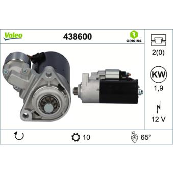 Démarreur VALEO 438600 pour PORSCHE CAYENNE S 4.8 - 385cv