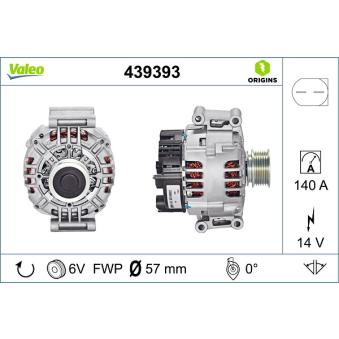 Alternateur VALEO 439393 pour AUDI A4 2.0 TDI 16V - 140cv