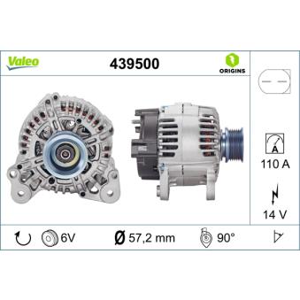 Alternateur VALEO 439500 pour MITSUBISHI COLT 1.6 - 110cv