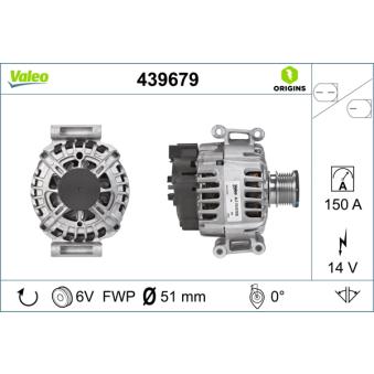 Alternateur VALEO 439679 pour RENAULT TWINGO E 250 CGI - 207.447)