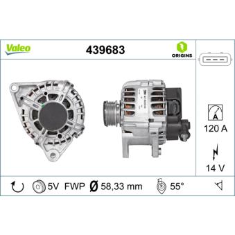 Alternateur VALEO 439683 pour MITSUBISHI L 1.6 CRDi - 128cv