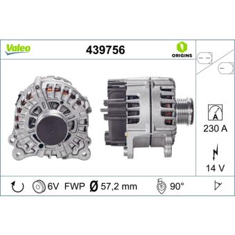 Alternateur VALEO 439756 pour AUDI A6 3.0 TDI - 204cv