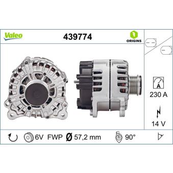 Alternateur VALEO 439774 pour PORSCHE CAYENNE 3.0 D - 239cv