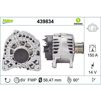 Alternateur VALEO 439834 pour MINI MINI PACEMAN 1.5 dCi - 110cv