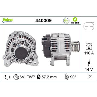 Alternateur VALEO 440309 pour SKODA ROOMSTER 1.2 TDI - 75cv