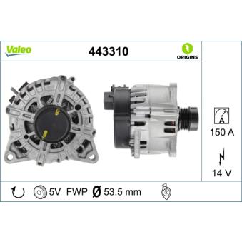 Alternateur VALEO 443310 pour MERCEDES-BENZ CLASSE A A 220 - 190cv