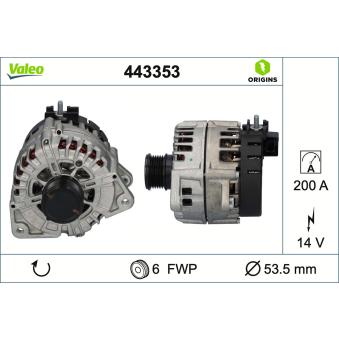 Alternateur VALEO 443353 pour MERCEDES-BENZ CLASSE E E 300 - 258cv