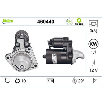 Démarreur VALEO 460440 pour FORD C-MAX 1.6 Ti - 105cv