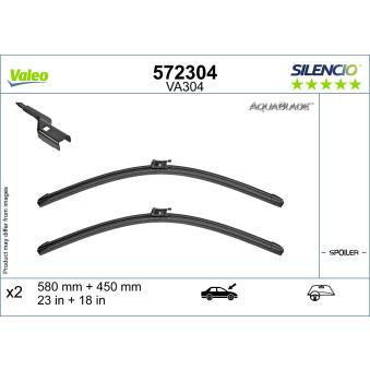 Kit balais d'essuie-glace VALEO 572304 pour AUDI 90 1.8 - 252cv