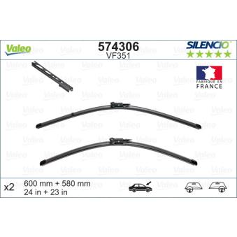 Kit balais d'essuie-glace VALEO 574306 pour BMW Série 7 520 d - 150cv