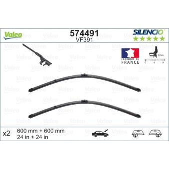 Kit balais d'essuie-glace VALEO 574491 pour RENAULT SUPER 5 E 300 - 252cv