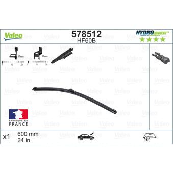 Balai d'essuie-glace VALEO 578512 pour AUDI 100 1.6 CDTi - 110cv