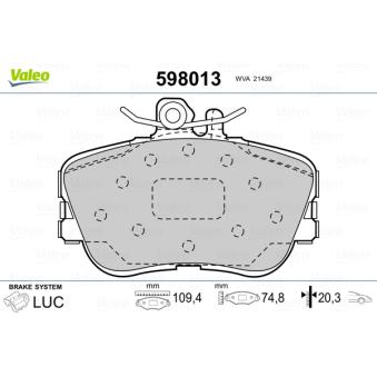 Jeu de 4 plaquettes de frein avant VALEO OEM A0024202120
