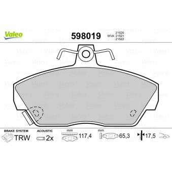 Jeu de 4 plaquettes de frein avant VALEO OEM GBP90328AF