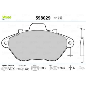 Jeu de 4 plaquettes de frein avant VALEO OEM 425296