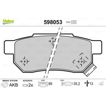 Jeu de 4 plaquettes de frein arrière VALEO OEM 43022SH3G01