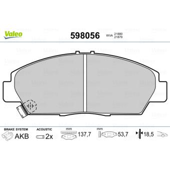 Jeu de 4 plaquettes de frein avant VALEO OEM 45022SS0508